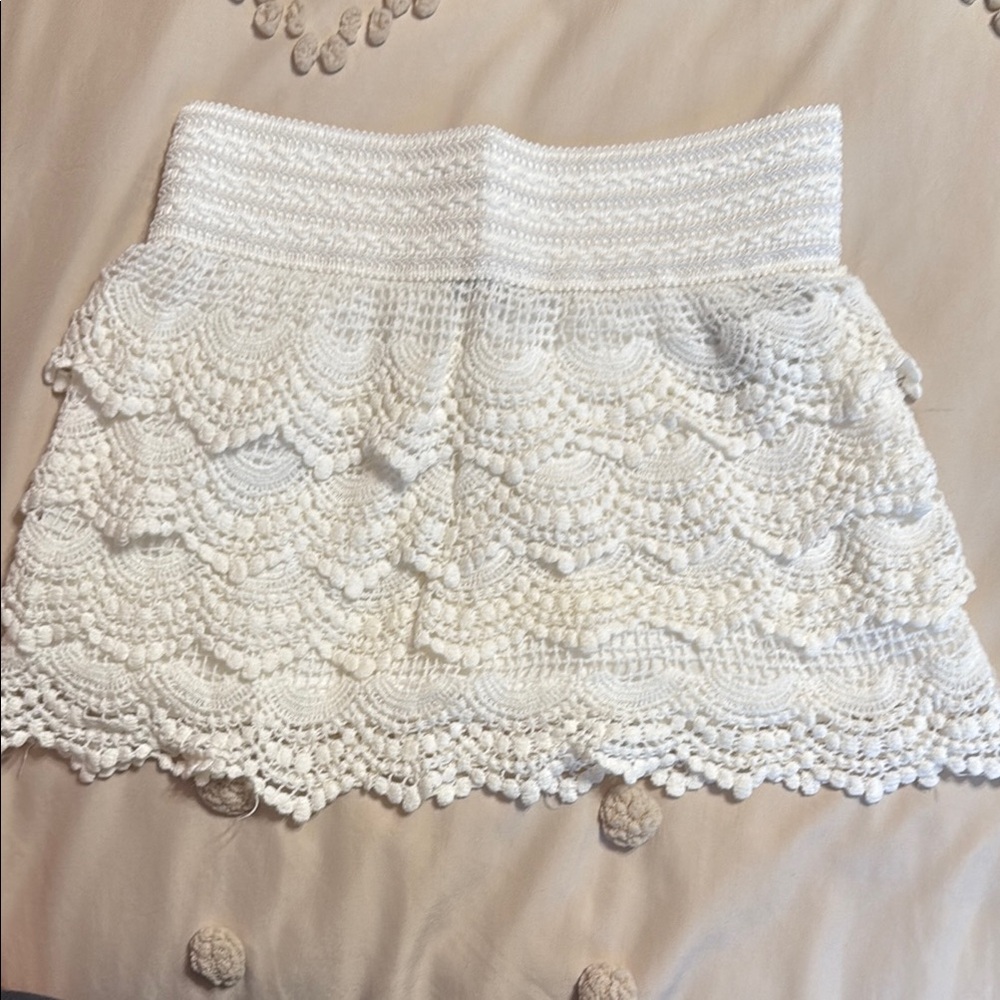 Elegant White Crochet Skirt